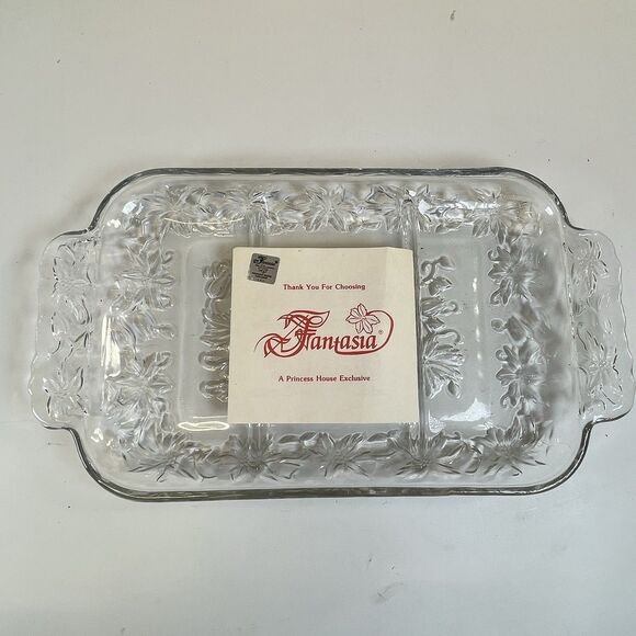 Fantasia Princess House Exclusive 3 Section Crystal Serving Dish Original Box534 - Picture 7 of 9